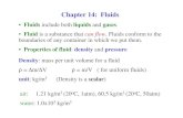 Chapter 14: Fluids - utoledo.eduastro1.panet.utoledo.edu/~mbrown/lectures/Ch14-Lecture.pdfChapter 14: Fluids Density : mass per ... water : 1.0x10 3 kg/m3 • Fluids include both liquids