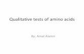 Qualitative tests of amino acids - fac.ksu.edu.sa · PDF fileClassification of amino acids: ... Place 0.5ml of amino acid sample in 4 test tubes clean, dry ... free amino and carboxylic