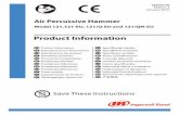 Product Information Manual, Air Percussive Hammer, Edition 2 January 2010 Save These Instructions Product Information EN Product Information Especificaciones del producto Spécifications