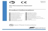 Product Information, Air Percussive Hammer Podaci o proizvodu 03525763 Edition 12 May 2014 Save These Instructions Product Information EN Product Information Especificaciones del producto