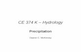 CE 374 K – Hydrology€¦ · CE 374 K – Hydrology ... • Accelerate until terminal velocity, V t – Where forces balance • Stokes Law 3 2 3 2 6 4 2 6 0 g D V ... • Higher