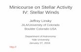 Minicourse on Stellar Activity IV: Stellar · PDF file · 2016-01-18Minicourse on Stellar Activity IV: Stellar Winds ... The effects of interstellar H and D Lyman-α ... Minicourse