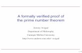 A formally veriﬁed proof of the prime number theorem€¦ · The prime number theorem Let π(x)denote the number of primes less than or equal to x. The prime number theorem: π(x)/x
