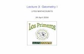 Lecture 3: Geometry I - users.vcnet.comusers.vcnet.com/simonp/mathcounts/lecture3_slides.pdf · LPSS MATHCOUNTS 28 April 2004. Oral Discussion Topics I History of Geometry I Points,