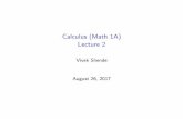 Calculus (Math 1A) Lecture 2vivek/1A/2.handout.pdf · the function f given by the formula x 7!x2 + 3x + 5. ... this means all values must be achieved. In a week or two, ... (now also