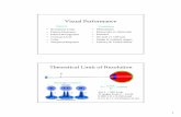 Visual Performance - University of Arizona · PDF fileVisual Performance • Resolution Limit ... • Color • Temporal Response • Illumination • Monocular vs. Binocular ... Visual
