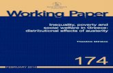 BANK OF GREECE - Τράπεζα της Ελλάδος POVERTY AND SOCIAL WELFARE IN GREECE: DISTRIBUTIONAL EFFECTS OF AUSTERITY Theodore Mitrakos Bank of Greece ABSTRACT This paper