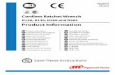 R140, R145, R380 and R385 Product · PDF fileProduct Information ... producto como llave de trinquete ... el operario regule el corte de alimentación de la herramienta mediante la