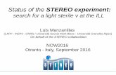 Status of the STEREO experimentnow/now2016/assets/luis-manzanillas.pdf · Status of the STEREO experiment: search for a light sterile ν at the ILL Luis Manzanillas (LAPP - IN2P3