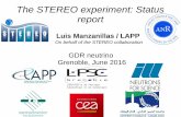 Luis Manzanillas / LAPP · Luis Manzanillas / LAPP On behalf of the STEREO collaboration GDR neutrino Grenoble, June 2016. 07-06-2016 Luis MANZANILLAS 2 Short baselines anomalies