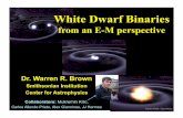 White Dwarf Binaries - University of Florida · White Dwarf Binaries from an E-M perspective Dr. Warren R. Brown Smithsonian Institution Center for Astrophysics Collaborators: Mukremin