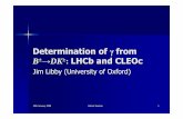 Determination of γfrom - Oxford Physics and CLEOc.pdf · Determination of γfrom B ... Latest official schedule had beam commissioning beginning in ... Full bandwidth for flavourunlike