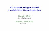 Clustered Integer 3SUM via Additive  · PDF fileClustered Integer 3SUM via Additive Combinatorics Timothy Chan (U. of Waterloo) Moshe Lewenstein (Bar-Ilan U.)