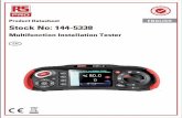 Multifunction Installation Tester - docs-apac.rs-online.com · Form of the Test Current: Sine wave form (ac), Pulse wave form (dc) RCD Form: General (G - non-delayed), Selective (S