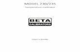 MODEL 230/235 - Martel Calibrators · Beta Model 230 Calibrator See back cover for Model 235 Temperature Calibrator Model 230 ON CE OFF BAT CK ZERO V mV mA 7 4 1 Auto. Opt 8 9 TC