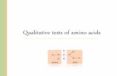 Qualitative tests of amino · PDF fileα-amino and α-carboxylic group can act sometimes as acids and sometimes ... Tube Result Conclusion A Glycine ... * The salts of these derivatives