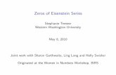 Zeros of Eisenstein Series - Simon Fraser Universitynbruin/pnwntc2010/slides/treneer.pdf · Zeros of Eisenstein Series Stephanie Treneer Western Washington University May 8, 2010