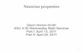 Neutrino properties - Kansas State University · Chapter 13: Neutrino Mass, Mixing, and Oscillations Completely rewritten by new authors in most recent edition! Also has tables of