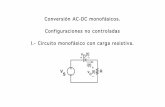 Conversión AC-DC monofásicos. Configuraciones no ... · Configuraciones no controladas I.- Circuito monofásico con carga resistiva. Formas de onda del circuito conversor AC-DC