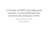O manejo da MOS está adequado visando a sustentabilidade ...brasil.ipni.net/ipniweb/region/brasil.nsf... · •MOS tende à estabilidade → Proteção da MOS: recalcitrância, isolamento