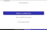 F ISICA CUANTICA - profesorjrc.es bachillerato/fisica/transparencias... · Modelo Ondulatorio de la Materia (1926) Principio de Incertidumbre de Heisenberg, x p ~ 2 Modelo Mecanocu