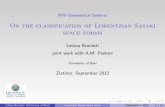 On the classification of Lorentzian Sasaki space formspoincare.matf.bg.ac.rs/~geometricalseminar/presentations/brunetti.pdf · On the classification of Lorentzian Sasaki space forms