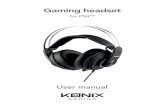 Gaming headset - konix- .â€¢ Frequenza: 20Hz-20Khz â€¢ Sensibilit : 119 dB â€¢ Lunghezza cavo: 1,2m