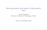 Nonmeasurability with respet to Marczewski's idealsettheory.mathtalks.org/wp-content/uploads/2014/11/Ralowski.pdfMarczewski ideal E. Marczewski (Szpilrajn), Sur une classe de fonctions