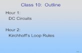 Hour 1: DC Circuits Hour 2: Kirchhoff’s Loop Rules · PDF fileR has units of Ohms (Ω) = Volts/Amp. P10-18 Examples of Circuits. P10-19 Symbols for Circuit Elements Battery Resistor
