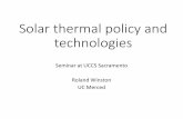 Solar thermal policy and technologies - uccs.ucdavis.edu fileSolar Energy Applications 3 Area of Earth’s cross -section = R 2 . π Area of Earth’s surface = 4. R 2 . π Calculating
