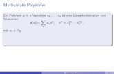 Multivariate Polynome - imng.uni-stuttgart.de · Man bezeichnet ein n-variates Polynom als homogen vom Grad k, wenn die Linearkombination nur Monome mit P = k enth alt. Die Anzahl