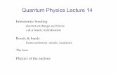 Quantum Physics Lecture 14 - Trinity College, Dublin · Quantum Physics Lecture 14 Interatomic bonding electron exchange and forces s & p bonds, hybridisation Bonds & bands Semiconductors,
