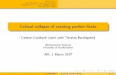 Critical collapse of rotating perfect fluidscjg/talks/3+1rotfluid_AEI2017.pdf · Introduction Rotating uids: one unstable mode Numerics for P = ˆ=3 (radiation uid) Two unstable modes