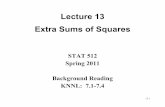 Lecture 13 Extra Sums of Squares - Purdue Universityghobbs/STAT_512/Lecture_Notes/Regression/Topic_13.pdf · 13-4 Extra Sums of Squares (2) • Can also view in terms of SSE’s •