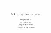 3.1 Integrales de línea - ifuap.buap.mxlilia/mating/Integral_de_linea.pdf · 3.1 Integrales de línea Integral en R Propiedades Longitud de arco Teorema de Green . Integración de