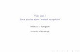You and I - University of Pittsburghmthompso/i+you.pdf · You and I Some puzzles about ‘mutual recognition’ Michael Thompson ... knowledge, etc. – cannot take a ’second personal’