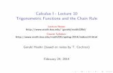 Calculus I - Lecture 10 Trigonometric Functions and the ... gerald/math220d/lec10.pdf¢  For sinx, we