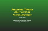 Automata Theory - USF Computer Sciencegalles/cs411/lecture/lecture2.pdf · Automata Theory CS411 2015F-02 Formal Languages David Galles Department of Computer Science University of
