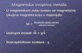 Magnetska svojstva metala - unizg.hrMagnetska svojstva metala U magnetskom polju sustav se magnetizira Ukupna magnetizacija u materijalu: M = ... PERIODNI SUSTAV ELEMENATA 18iV11LA