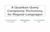 A Quantum Query Complexity Trichotomy for Regular Languagespeople.csail.mit.edu/grierd/documents/qip_2019_slides.pdf · Quantum query trichotomy for regular languages Trichotomy Theorem: