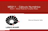 MS211 - Cálculo Numéricovalle/Teaching/MS211/Aula09.pdf · A taxa de convergência de um método numérico refere-se ao quão rápido ele fornece uma estimativa para a raiz de uma