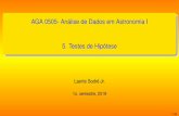 AGA 0505- Análise de Dados em Astronomia I 5. Testes de ...laerte/aga0505_19/aula5.pdf · aula de hoje: 1 testes de hipóteses: procedimento básico 2 o valor p 3 erros nos testes