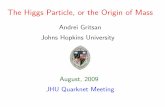 Andrei Gritsan Johns Hopkins Universitygritsan.pha.jhu.edu/talks/talk_jhu_Aug2009.pdf · The Higgs Particle, or the Origin of Mass Andrei Gritsan Johns Hopkins University August,