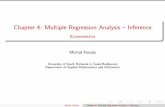Chapter 4: Multiple Regression Analysis Inference - houda/econometrics/lectures/04-inference.pdf · PDF file 2014-11-11 · TestingHypothesesaboutasinglepopulationparameter One-SidedandTwo-Sidedt-Test