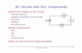AC Circuits with RLC ComponentsPHY2049: Chapter 31 18 AC Circuits with RLC Components ÎEnormous impact of AC circuits Power delivery Radio transmitters and receivers Tuners Filters