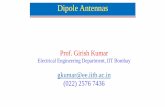 Dipole Antennas - NPTEL · Folded Dipole Antenna The impedance of the N fold folded dipole is N2 times greater than that of an isolated dipole of the same length as one of its side.