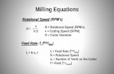 Milling Equations Examples.pdfMilling Equations Machining Time : Peripheral Milling T m = L + A f r T m = Machining Time (Min.) L = Length of Cut A = Approach Distance f r = Feed Rate