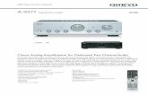 A-9377 Integrated Stereo Amplifier SILVER BLACK · A-9377 Integrated Stereo Amplifier • 90 W/Ch at 4 Ω,1 kHz,2 Channels Driven,IEC • WRAT (Wide Range Amplifier Technology) ...