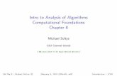 Intro to Analysis of Algorithms Computational Foundations ... · 1 0 0,1 0 0 1 q 2 1 Transition table 0 1 q 0 q 2 q 0 q 1 q 1 q 1 q 2 q 2 q 1 ... Theorem: A language is regular i