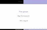 Free groups - City University of New Yorkmath.hunter.cuny.edu/olgak/slides_lecture1.pdfFree groups Algebraic de nition An expression of the type w = s 1 i1:::s n in (s i j 2S; j 2f1;